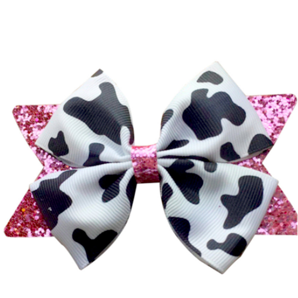 Wholesale 5pcs Cow Pattern Bow Western Cowboy Children's Hairpin